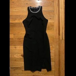 Little black dress with black and white trim